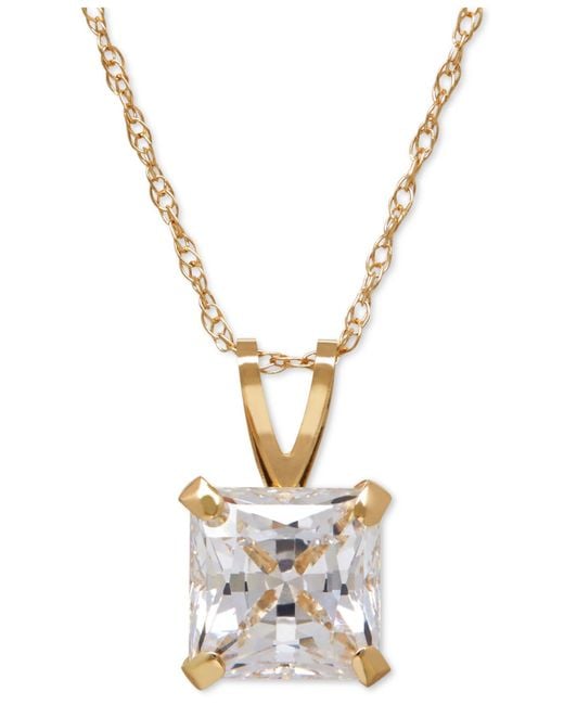 Macy s Princess  cut  Cubic  Zirconia  Pendant  Necklace  In 14k 