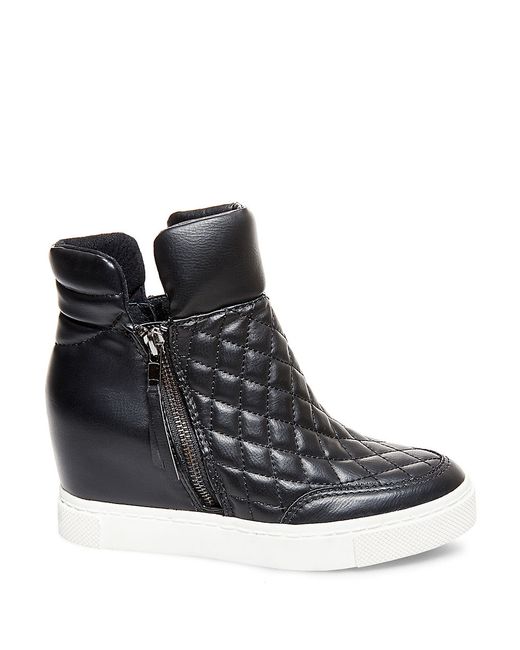Steve madden Linqs Quilted Leatherette High-top Sneakers in Black | Lyst