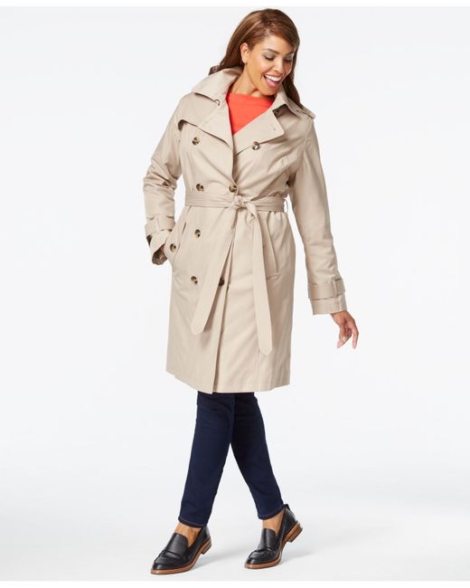 London fog Plus Size Hooded Trench Coat in Beige (Stone) | Lyst