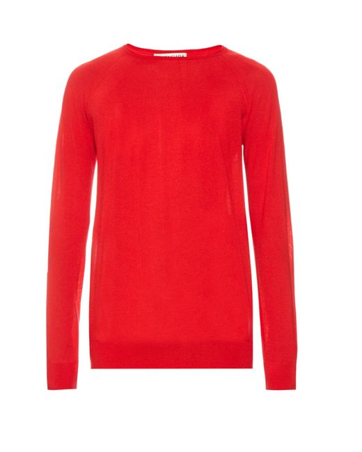 Balenciaga Seamless Cashmere Sweater in Red | Lyst