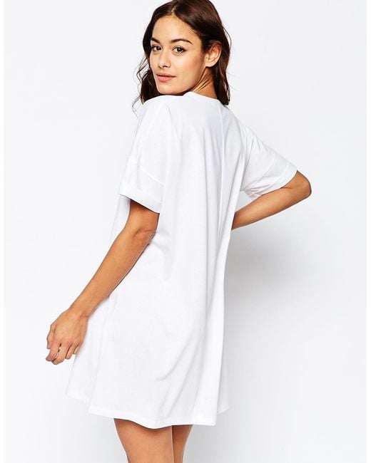 Asos Casual Oversize T shirt  Dress  With Pocket  in White  Lyst