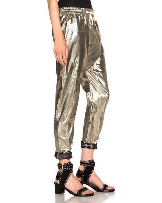 Isabel marant Metallic (grey) Skinny Trousers in Gold (metallic) - Save ...