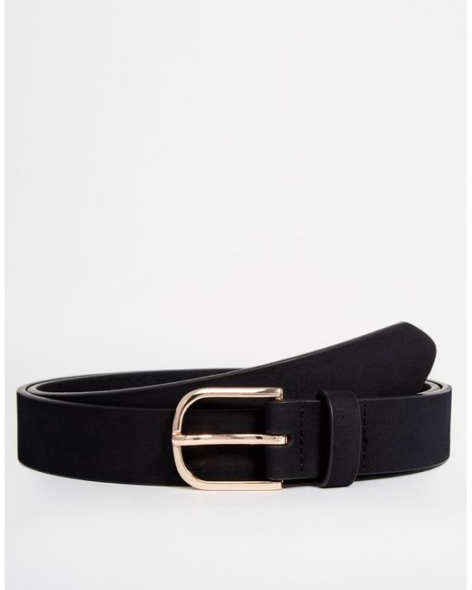 Asos Smart Belt In Faux Suede With Rose Gold Buckle in Gold for Men (Black) | Lyst