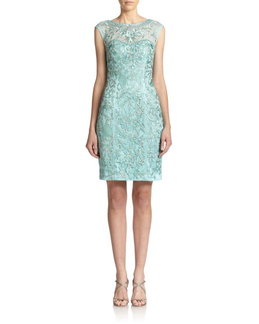 Sue wong Embellished Illusion Dress in Teal (TURQUOISE) - Save 40% | Lyst