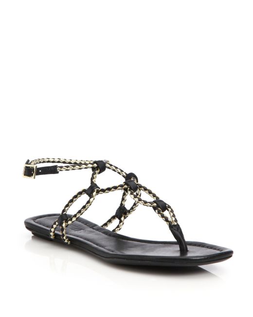 Schutz Veda Leather Rope Sandals in Black | Lyst