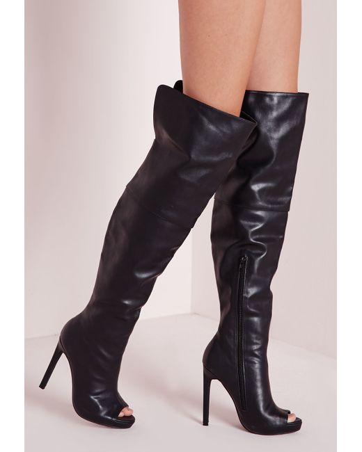 peep toe thigh high boots