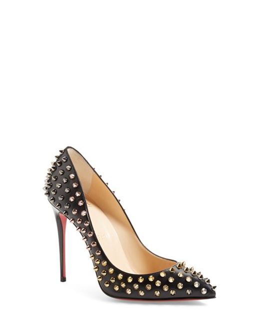 louis vuitton replicas shoes - Christian louboutin Follies Spike-Studded Leather Pumps in Black ...