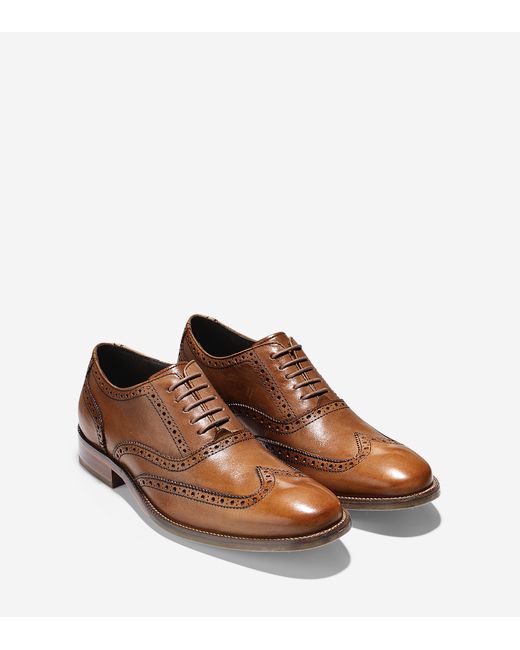 cole haan winston tan wingtip derbys