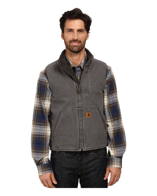 Download Carhartt Sandstone Mock Neck Vest in Gray for Men | Lyst