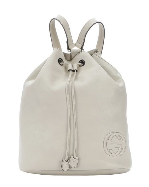 Gucci | Off White Leather &#39;soho&#39; Drawstring Backpack for Men | Lyst
