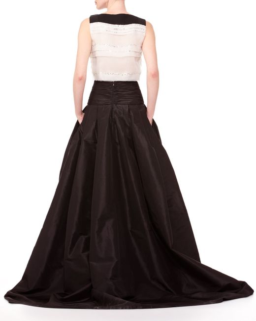 Carolina herrera Long A-line Silk Skirt in Black | Lyst