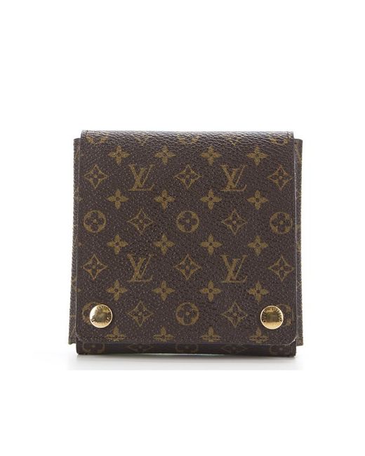 Louis vuitton Pre-owned Monogram Canvas Mini Jewelry Case in Brown | Lyst