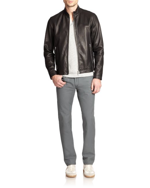 Theory Morveck Leather Bomber Jacket in Black for Men | Lyst