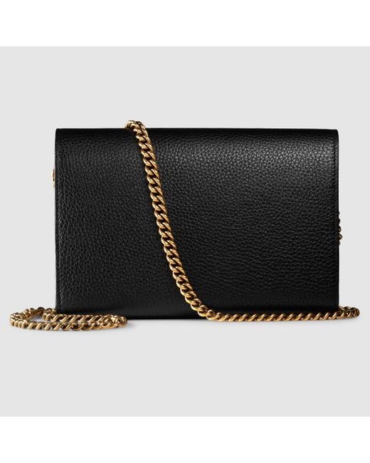 Gucci GG Marmont Leather Mini Chain Bag in Black | Lyst