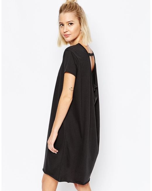 Cheap monday Open  Drape Back  T shirt  Dress  in Black Lyst