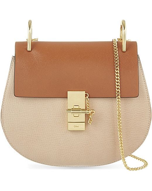 Chlo Drew Small Leather Cross-Body Bag in Beige (Powder beige) | Lyst