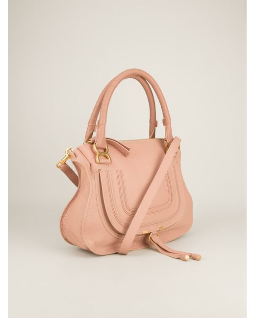 Chlo Marcie Leather Shoulder Bag in Pink (pink \u0026amp; purple) | Lyst  