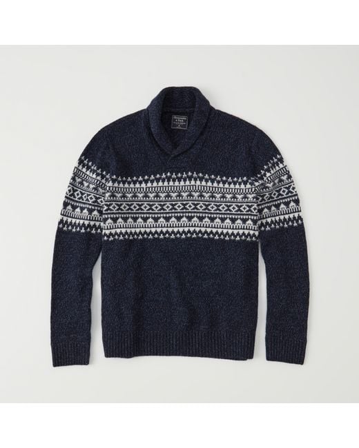 Abercrombie & fitch Fairisle Shawl Collar Sweater Exchange Color ...