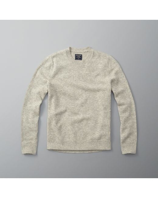 Abercrombie & fitch Wool Crew Sweater in Gray for Men Lyst