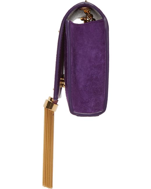 Saint laurent Purple Suede Small Monogram Tassel Bag in Purple | Lyst