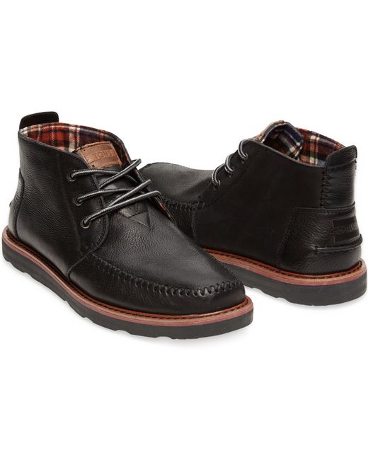 Toms Black Full Grain Leather Men's Chukka Boots in Black for Men ...