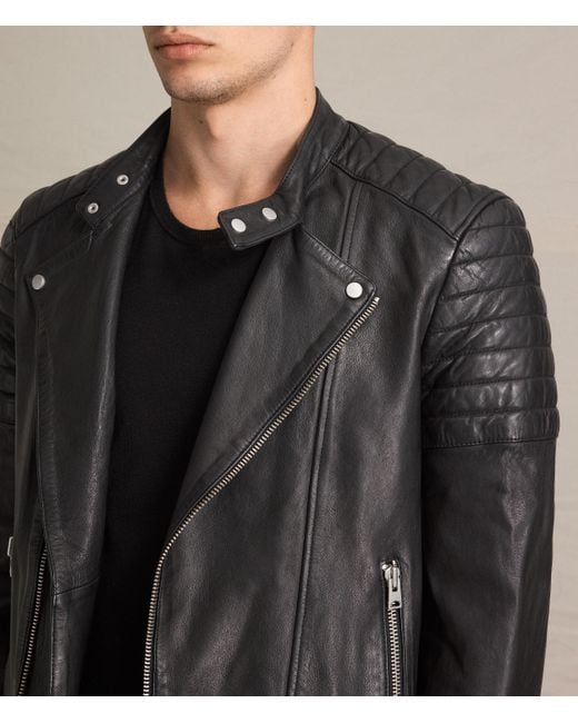 Allsaints Jasper Leather Biker Jacket in Black for Men | Lyst