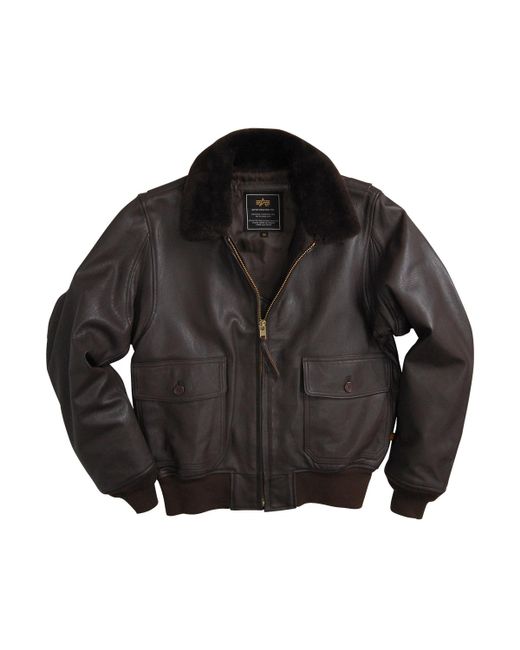 Alpha industries G-1 Leather Jacket in Brown for Men | Lyst