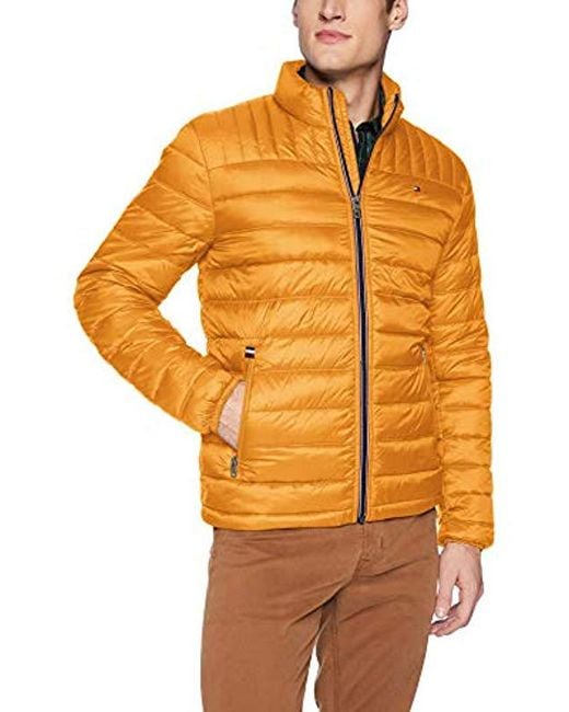 tommy hilfiger men's ultra loft quilted stretch hooded puffer jacket