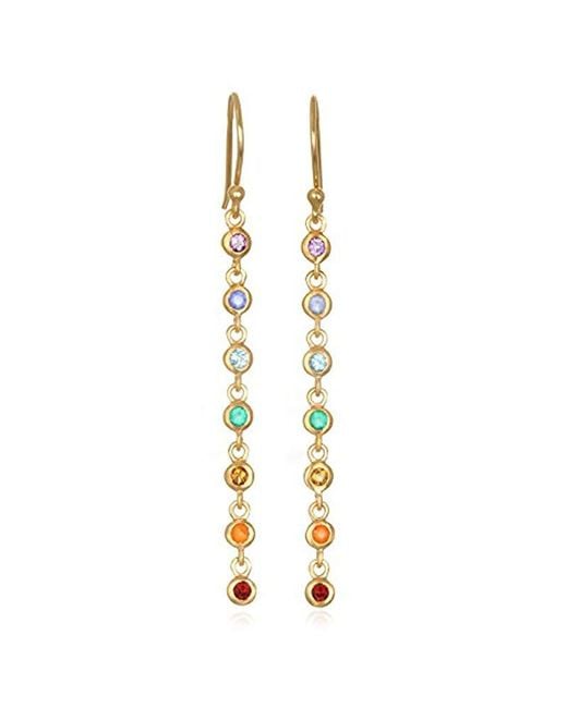 Lyst Satya Jewelry Multi Gemstone Gold Chakra Long Earrings One Satya Jewelry Metallic Multi Gemstone Gold Chakra Long Earrings One Size Lyst