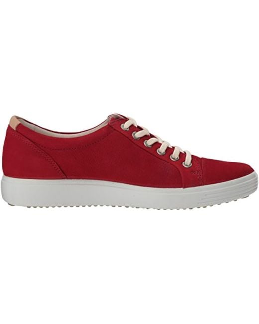 Ecco Soft 7 Sneaker (chili Red Cow Nubuck) Lace Up Casual Shoes in Red ...