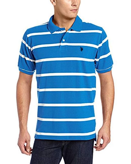 Download Lyst - U.S. POLO ASSN. Short Sleeve Striped Pique Polo ...