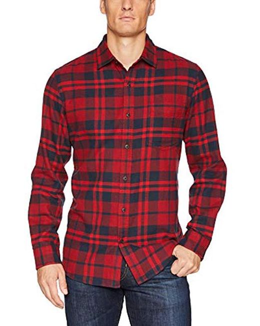 Amazon Essentials Slim-fit Long-sleeve Plaid Flannel Shirt in Red for ...