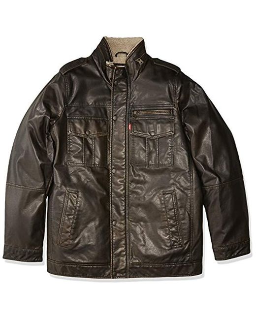 Lyst Levi S Tall Big Vintage Deer Faux Leather Sherpa Levi S Brown Tall Big Vintage Deer Faux Leather Sherpa Military Jacket For Men
