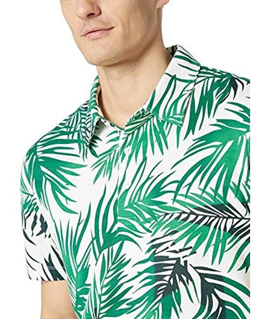 28 Palms Relaxed-fit Performance Cotton Tropical Print Pique Golf Polo ...
