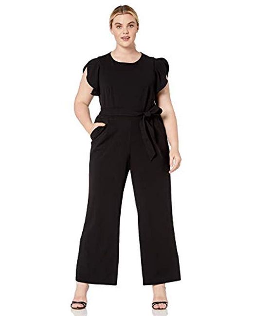 Calvin Klein Plus Size Jumpsuit With Split Sleeve And Self Sash Waist ...