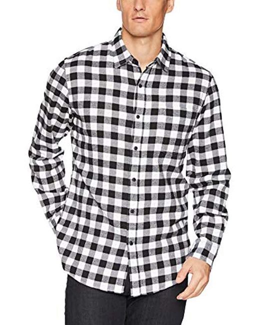 Amazon Essentials Slim-fit Long-sleeve Plaid Flannel Shirt in Black for ...