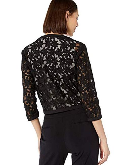 anne klein broderie cropped lace cardigan