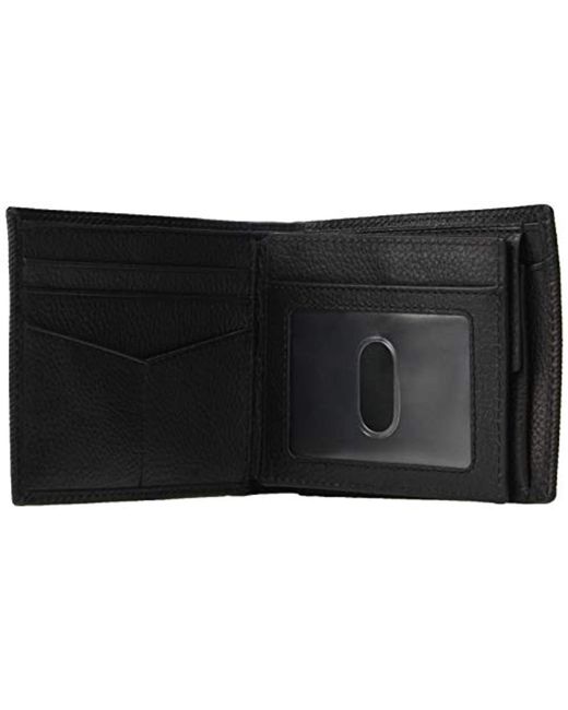 Lyst - Fossil Niles Large Coin Pocket Bifold Wallet in Black for Men
