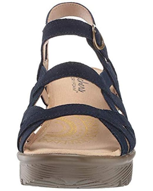 Skechers Parallel-three Strap Buckle Slingback Wedge Sandal in Blue - Save 4% - Lyst