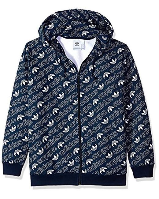 Originals Blue Zip Hoodie In Men Lyst Monogram Full For Adidas ymbfYI6gv7