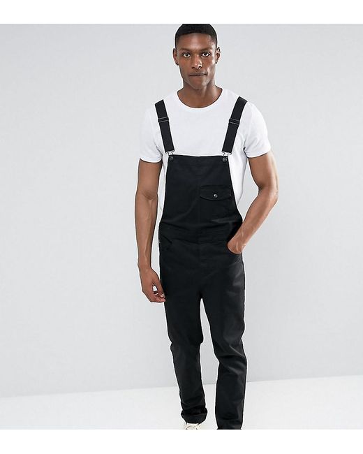 Asos Tall Chino Dungarees In Black in Black for Men | Lyst