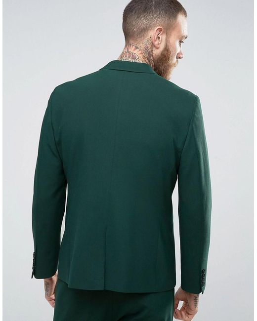 Asos Skinny Suit Jacket In Forest Green in Green for Men | Lyst