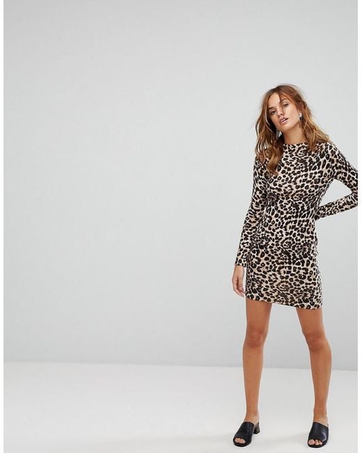 Warehouse Leopard Print Sweater Dress | Lyst