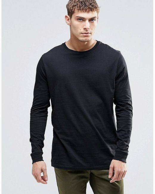 Asos Longline Skater Long Sleeve T-shirt in Black for Men | Lyst