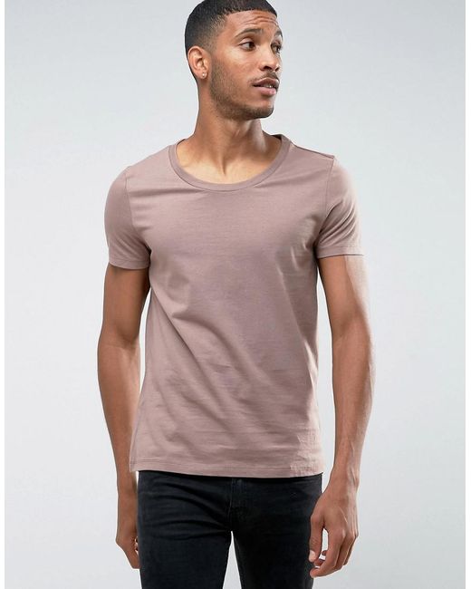 Asos T-shirt With Scoop Neck in Brown for Men | Lyst