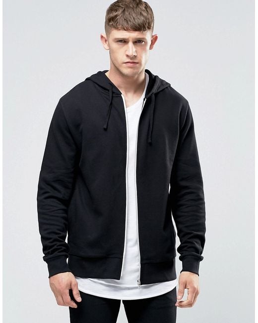 Asos Zip Up Hoodie In Black in Black for Men Lyst