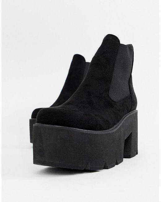 lamoda black chunky platform chelsea boots