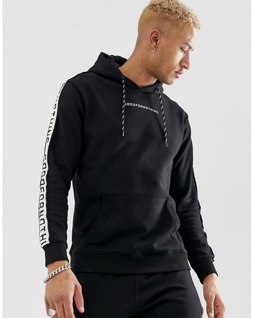 Download Lyst - Good For Nothing Hoodie In Black With Side Stripe ...