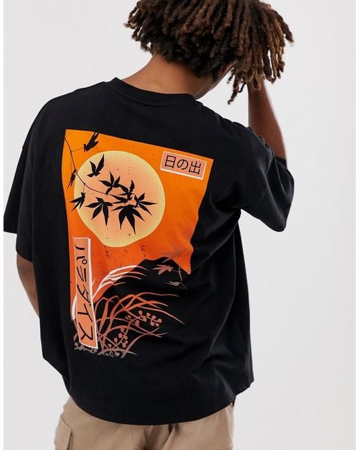 ASOS Oversized T-shirt With Sunset Back Print in Black for Men - Lyst