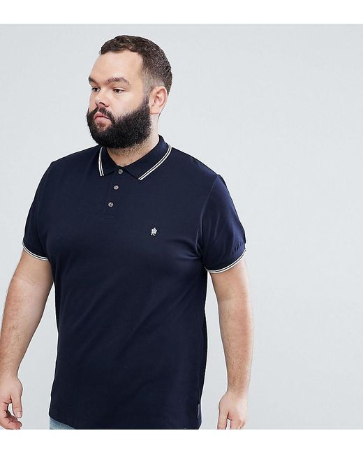 Lyst French Connection Plus Tipped Pique Polo Shirt In Blue For Men